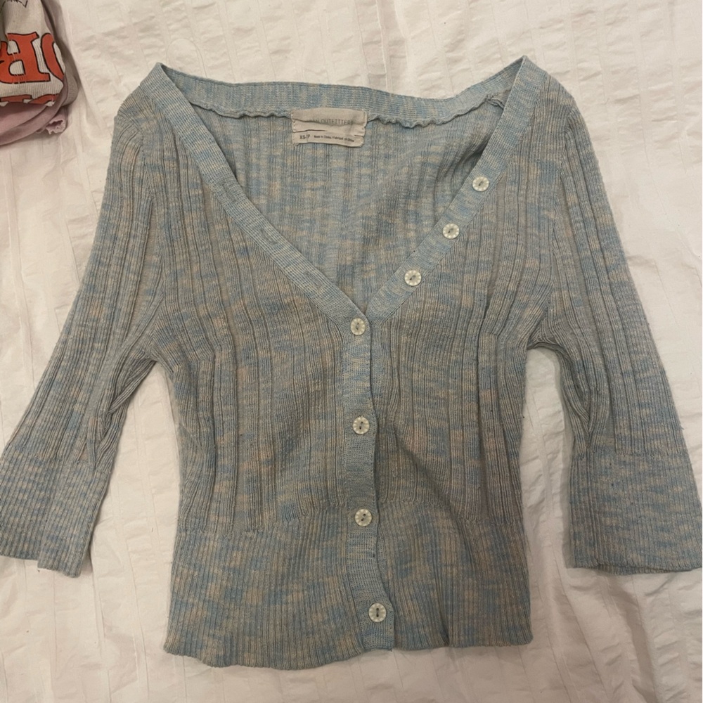 Y2K crop top, Urban Outfitters, button up elbow length sleeves.